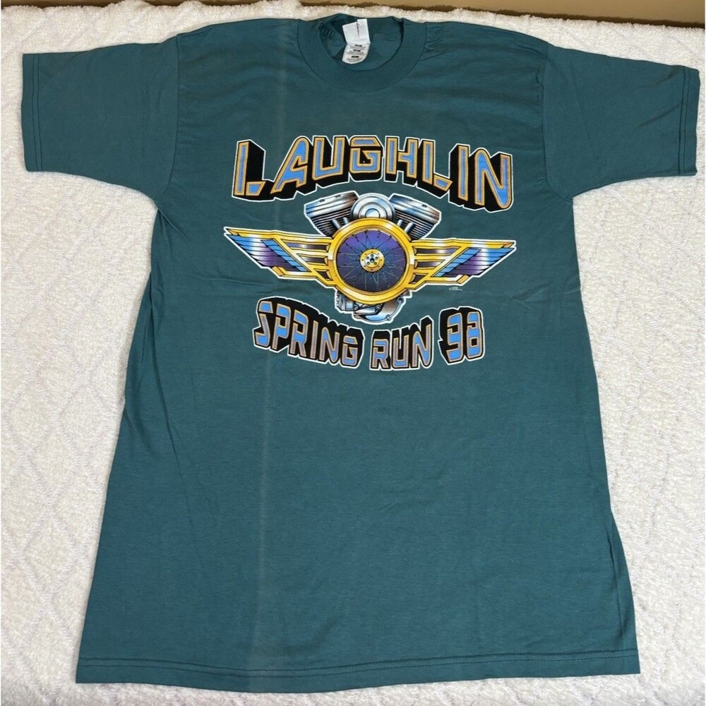 Vintage 1998 Laughlin NV Spring Run Motorcycle Rally 2 Sided Shirt Size L